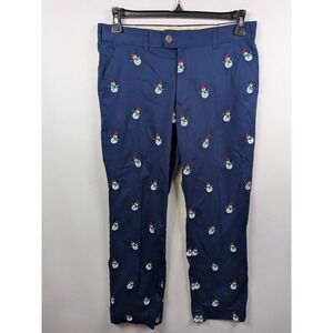 Loudmouth Blue Embroidered Snowman Golf Lounge Christmas Pants Men's 32 x 27L